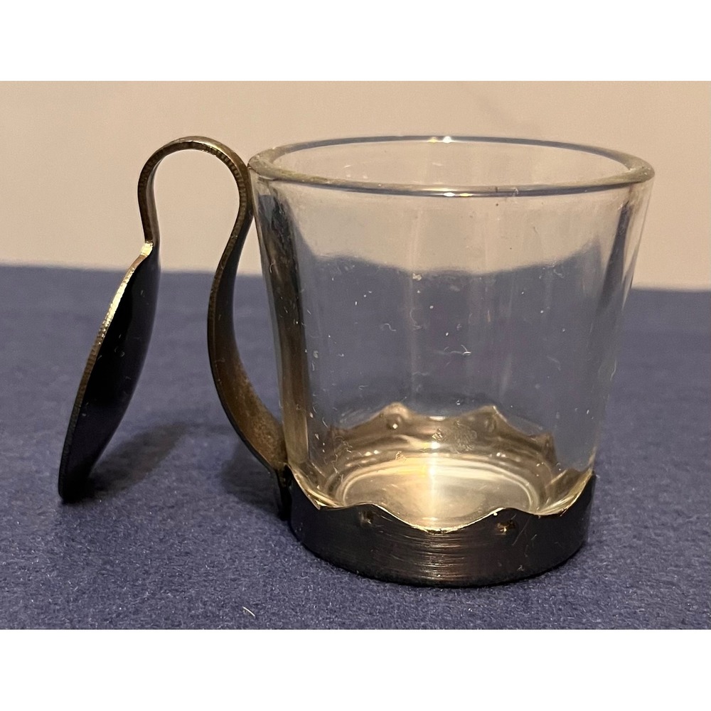 Yankee Candle Votive Holder Clear Glass Scalloped Metal Base Spoon Handle Silver